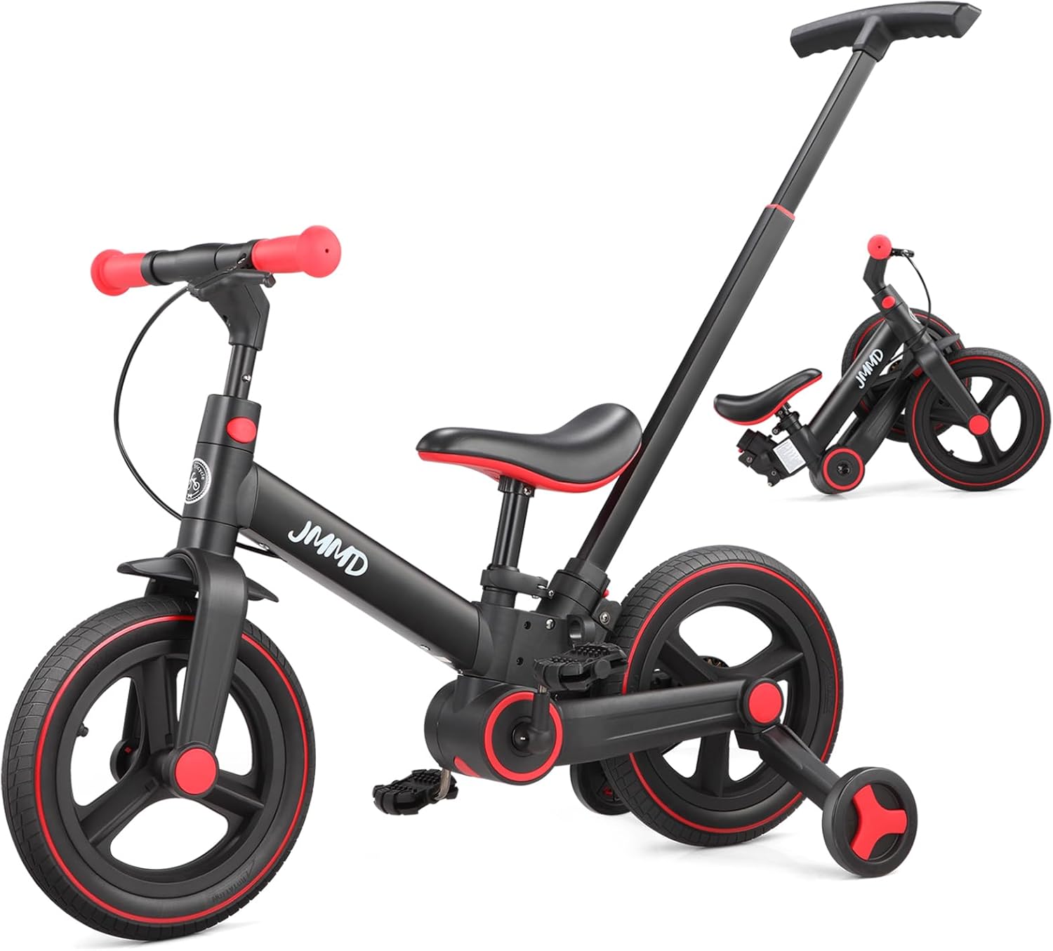 JMMD Bicicleta 6 en 1 para Niños Pequeños con Ruedas de Entrenamiento y Pedales 12"