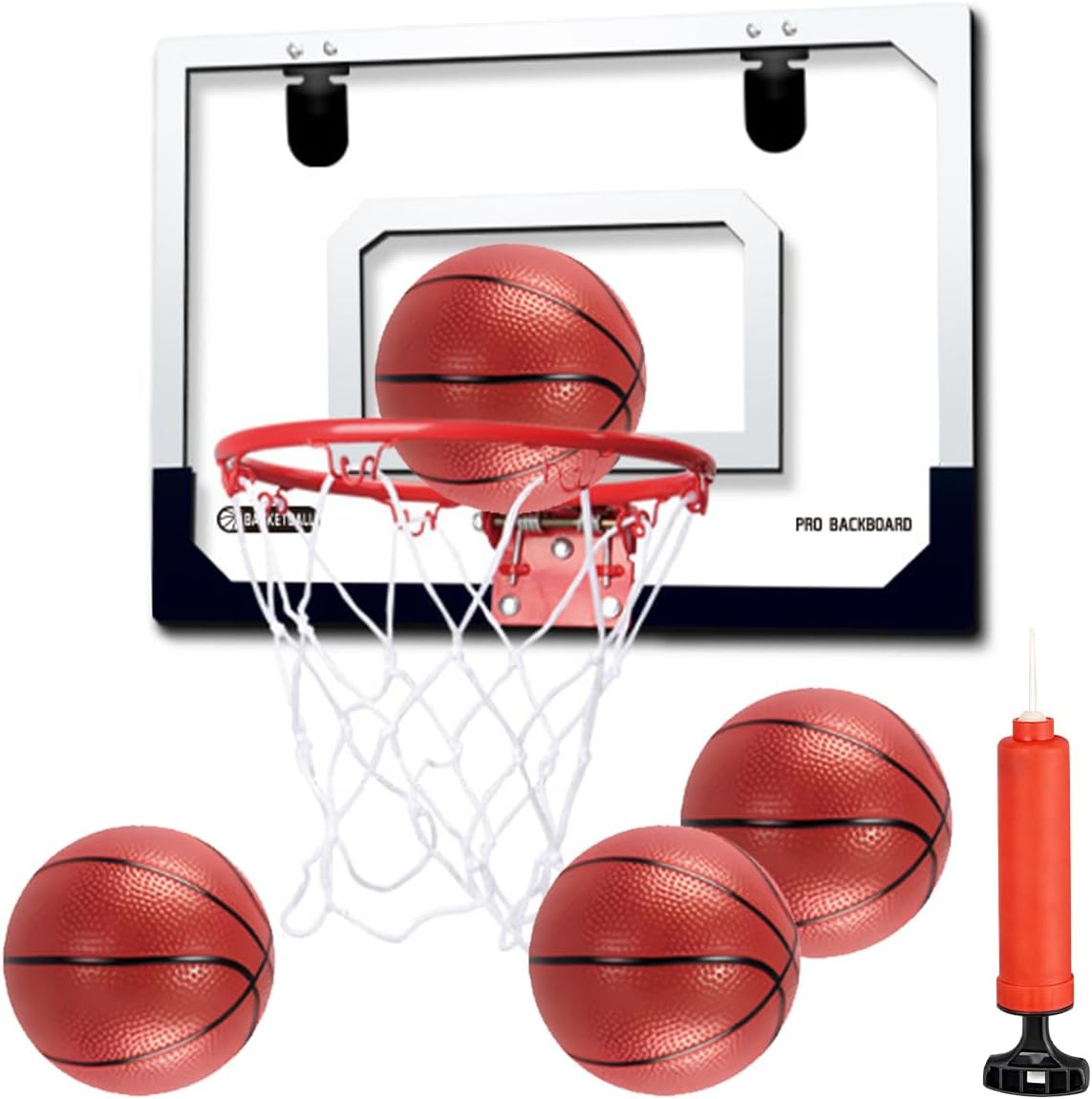 BOPEUY Canasta Baloncesto Infantil con 4 Pelotas y Bomba