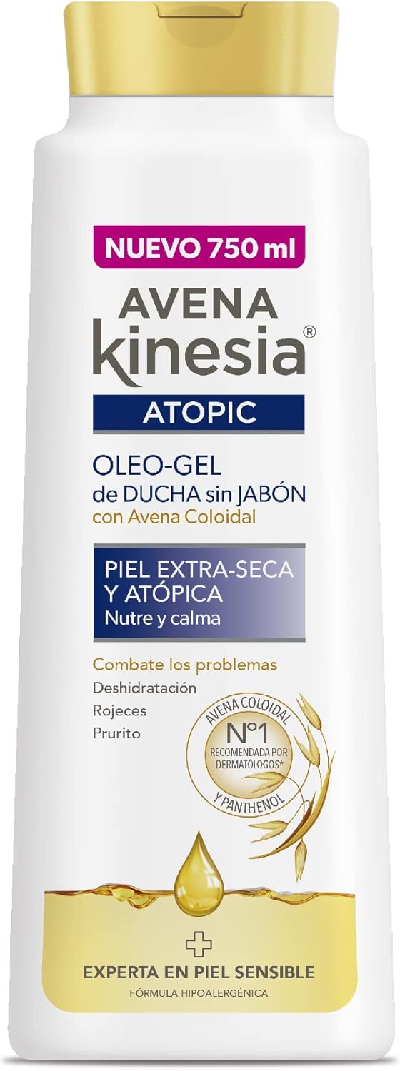 Avena Kinesia - Oleo Gel de Ducha Sin Jabón para Piel Extra Seca y Atópica, 750 ml