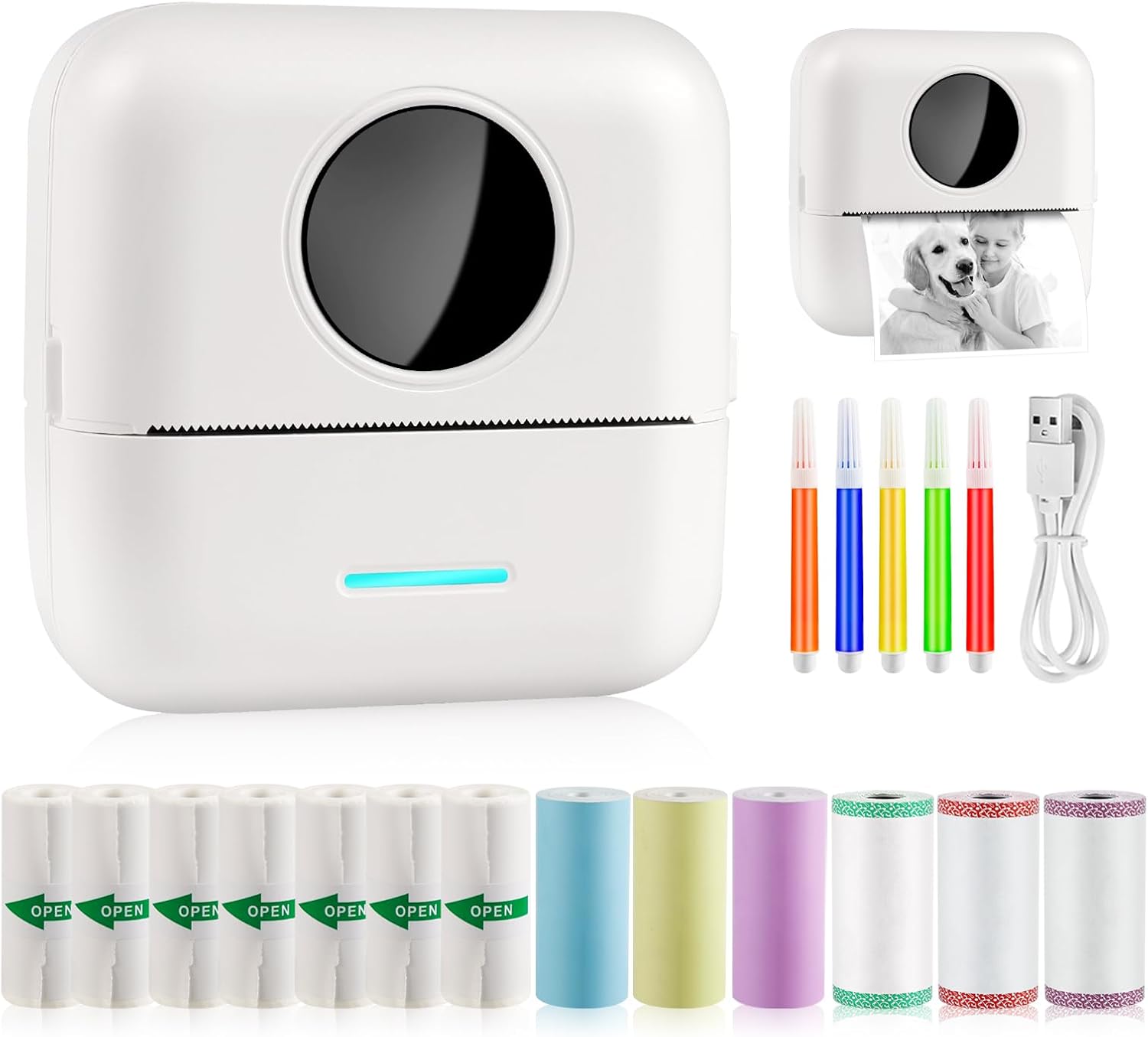 GuKKK Mini Impresora para Movil, Impresora Fotográfica Portátil Térmica Bluetooth