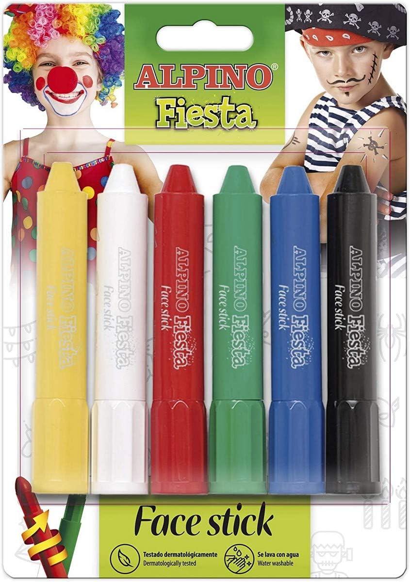 Alpino DL000014, Barritas de Maquillaje Fiesta, Estuche 6 Unidades, Multicolor