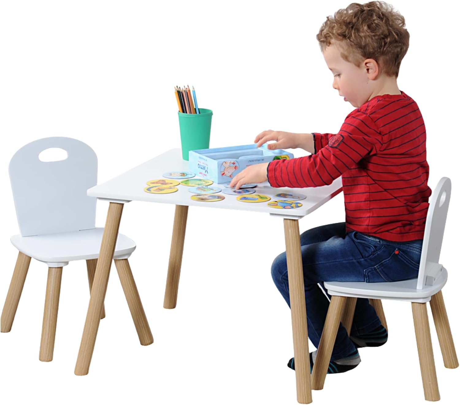 Kesper Mesa infantil con 2 sillas, blanco