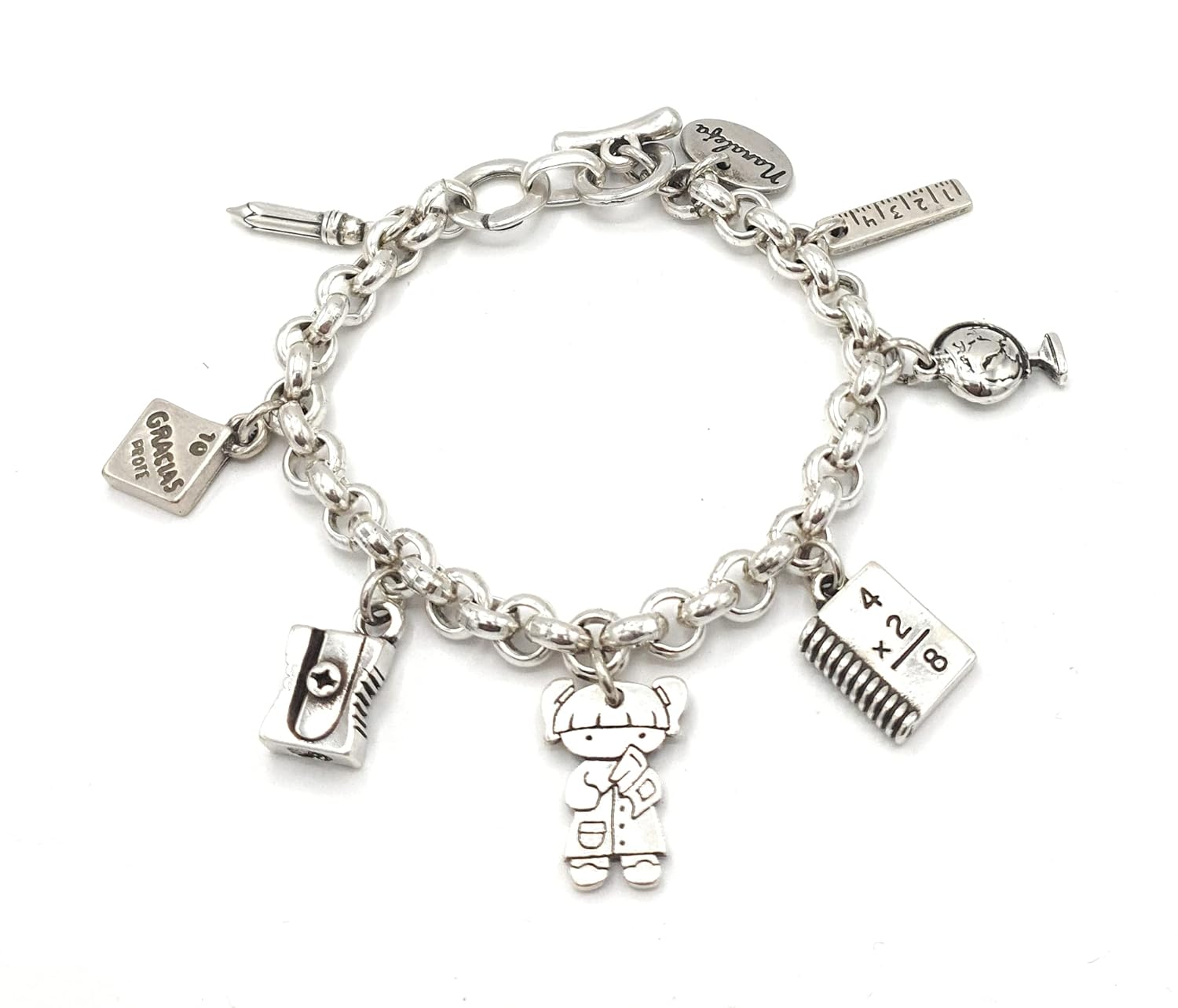 Pulsera profesora con 7 charms de colegio Nanaleja