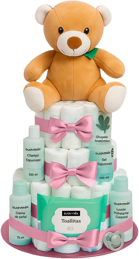 Tarta de Pañales Personalizable Rosa Regalo Bebé Recién Nacido