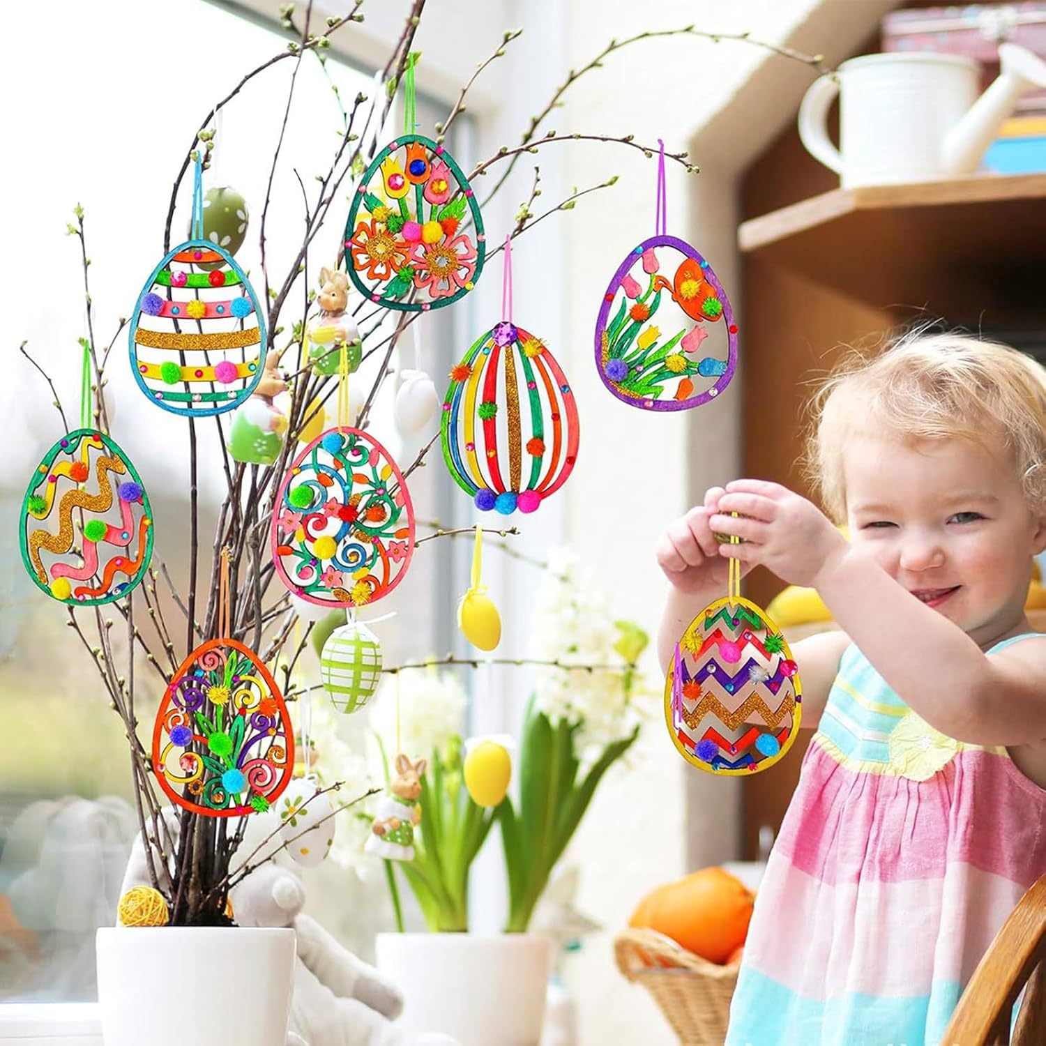 Manualidades de Pascua para niños, huevos de Pascua de madera para pintar 109 unidades
