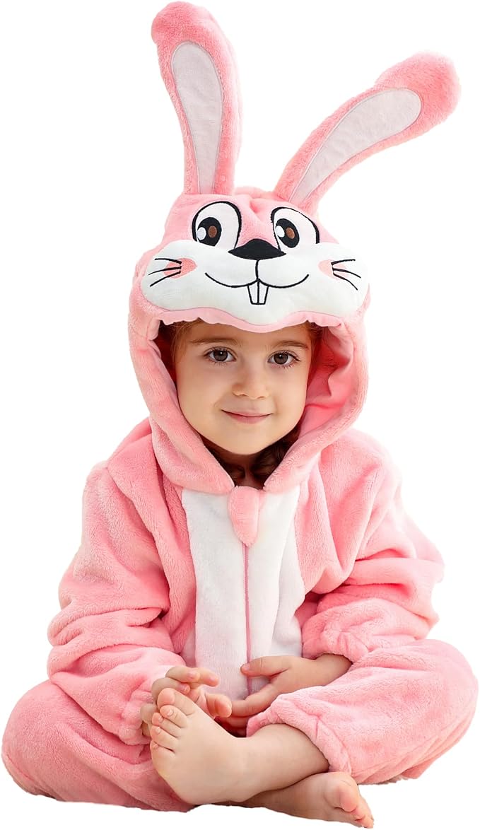 HAHASHOW Mono De Animal para Niño Pequeño Disfraz De Halloween Franela Peluche Cálido Romper Con Capucha Ropa De Fiesta Regalos 2-36 Meses