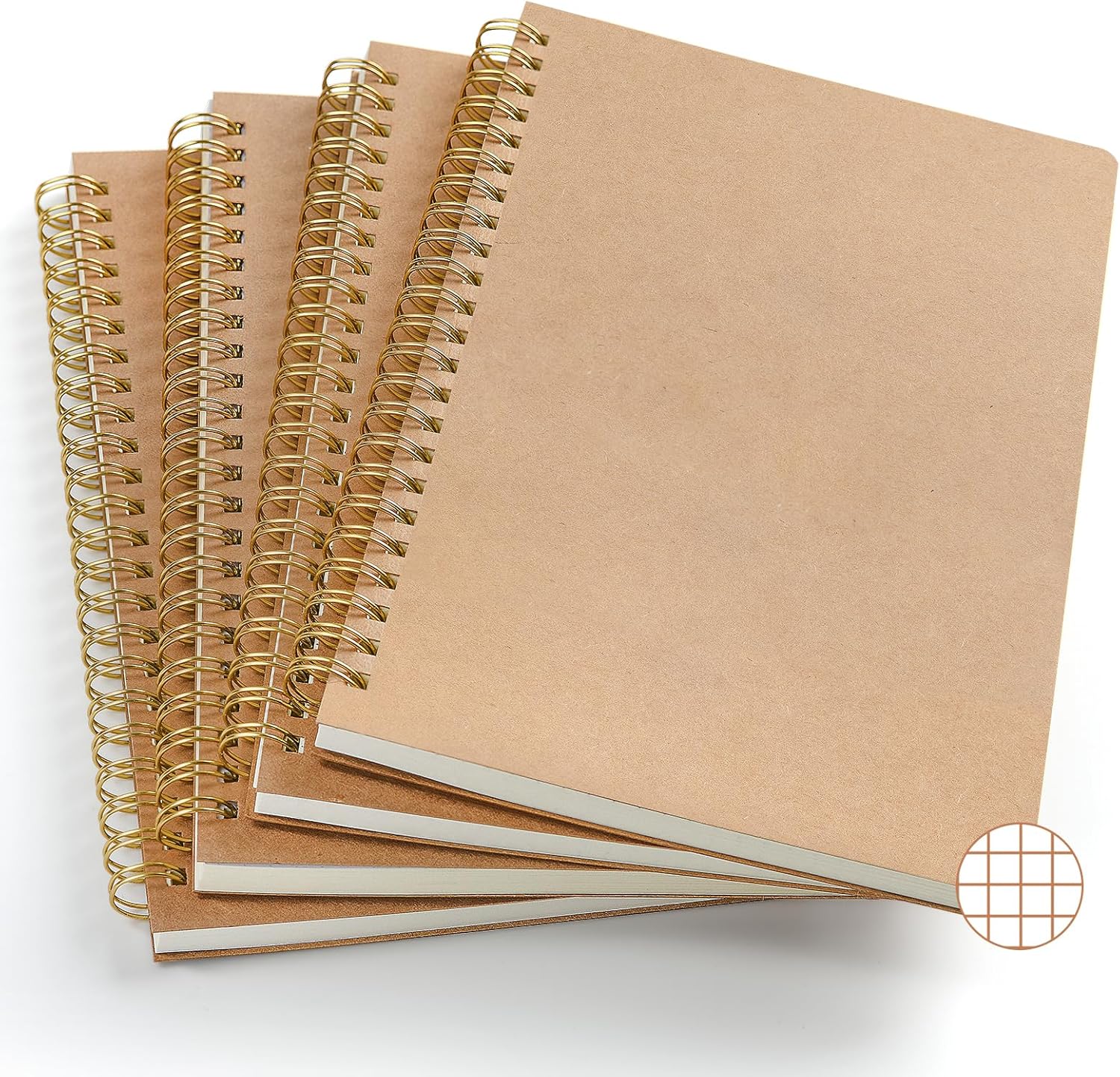 VEESUN Cuaderno A5 Cuadrícula Espiral Pack de 4 Libretas
