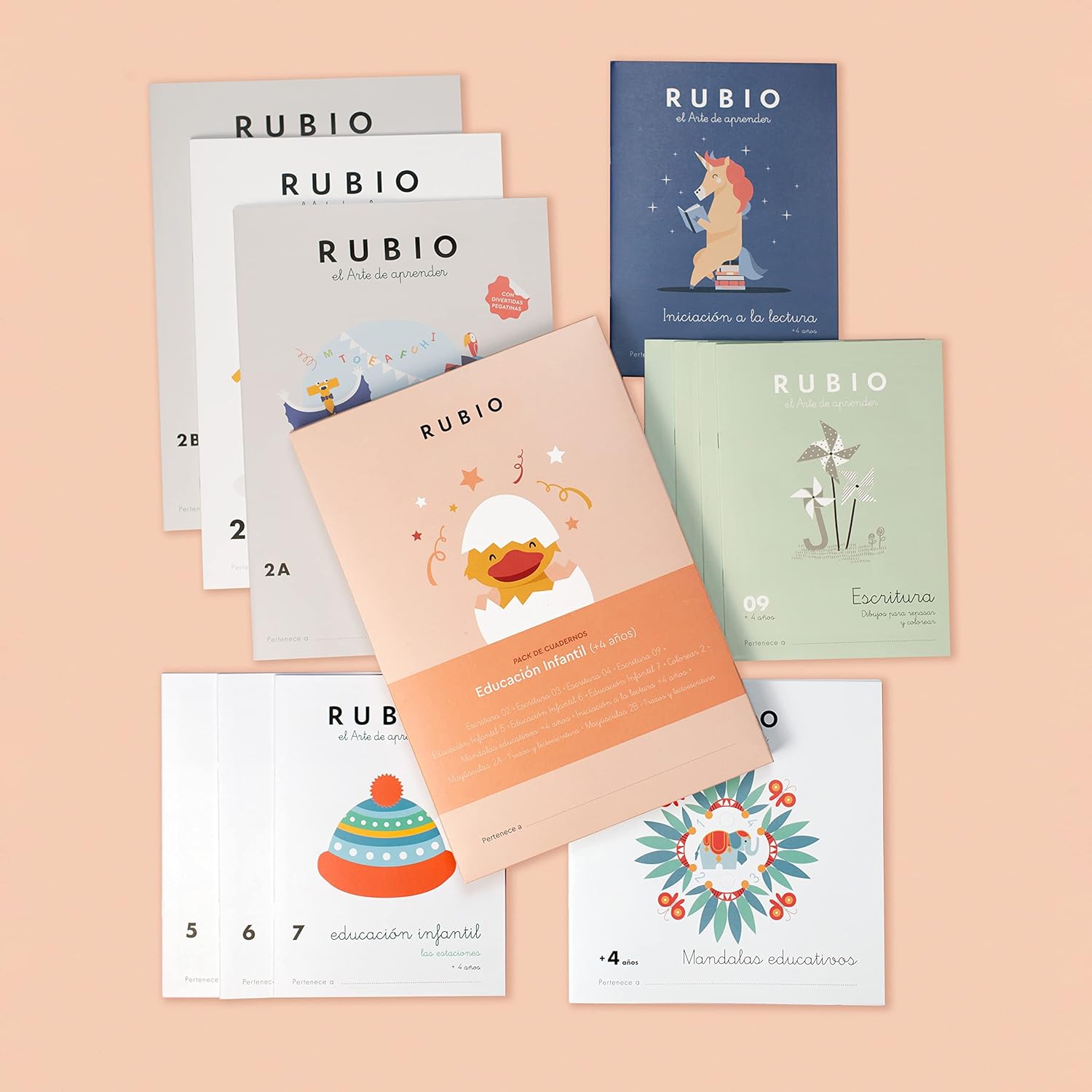 Pack de cuadernos RUBIO Educación Infantil +4 años. Contiene 12 cuadernos
