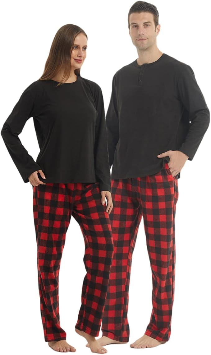 YUSHOW Matching Pijamas Couples Christmas Invierno Hombre Mujer con Manga Larga Pantalón a Cuadros