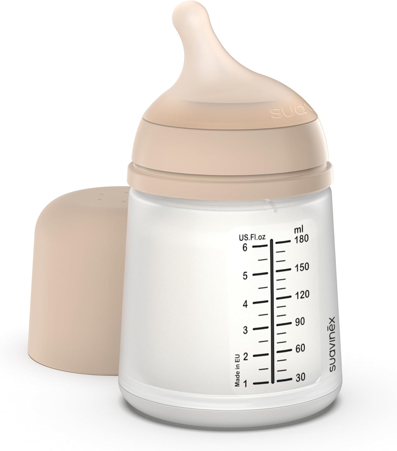 Suavinex Biberón Anticólico Zero Zero con Tetina de Flujo Lento (S) de Silicona 180 ml Light
