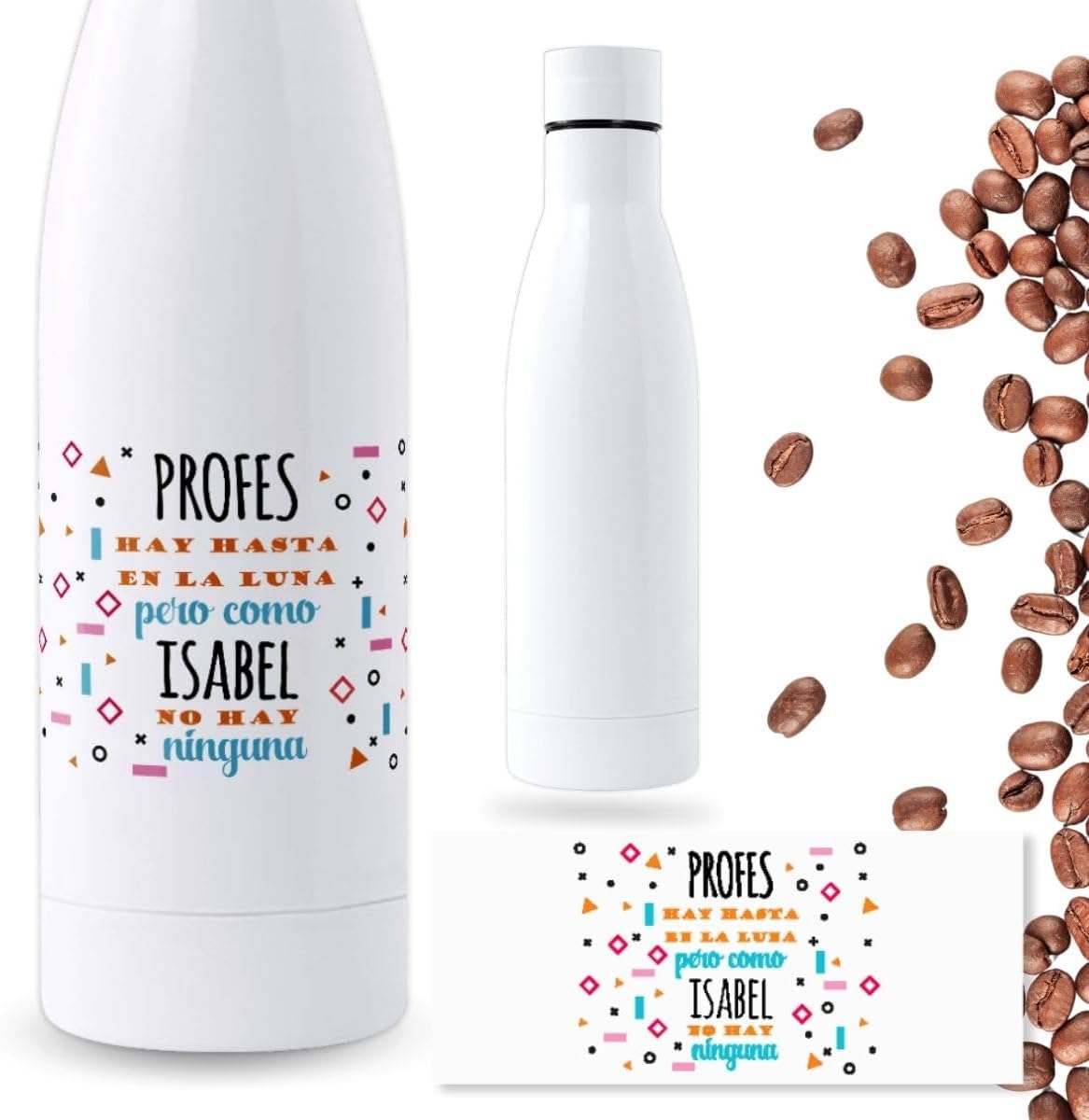 Botella para Profesores | Regalo Original | Botella de agua acero inoxidable térmica personalizada | Libre de BPA y reutilizable | Regalo Fin de Curso (Profes hay hasta en la luna, 700 ML)