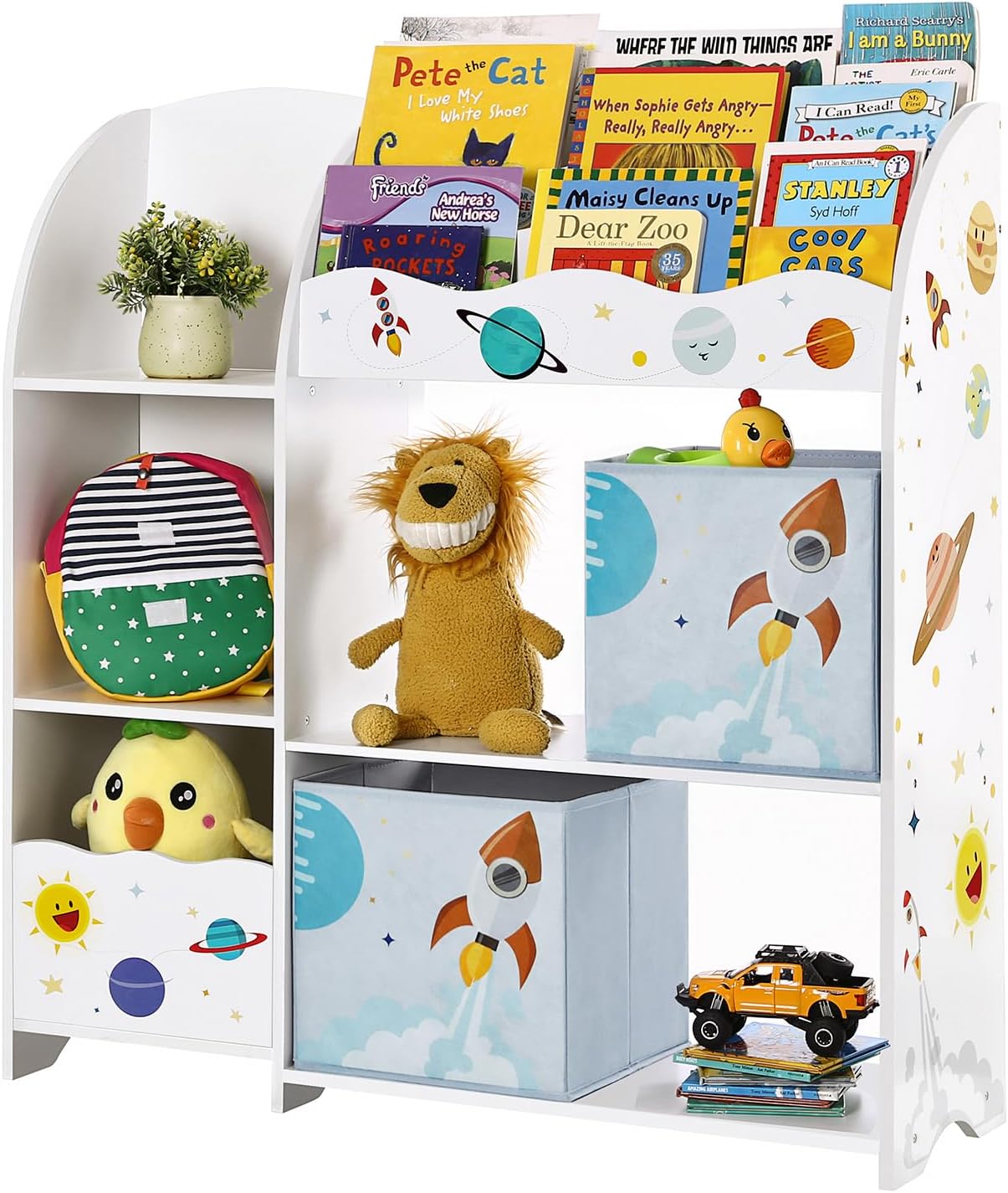 SONGMICS Organizador de Juguetes y Libros para Niños, Estantería de Almacenamiento Multifuncional con 2 Cajas, Blanco GKR42WT