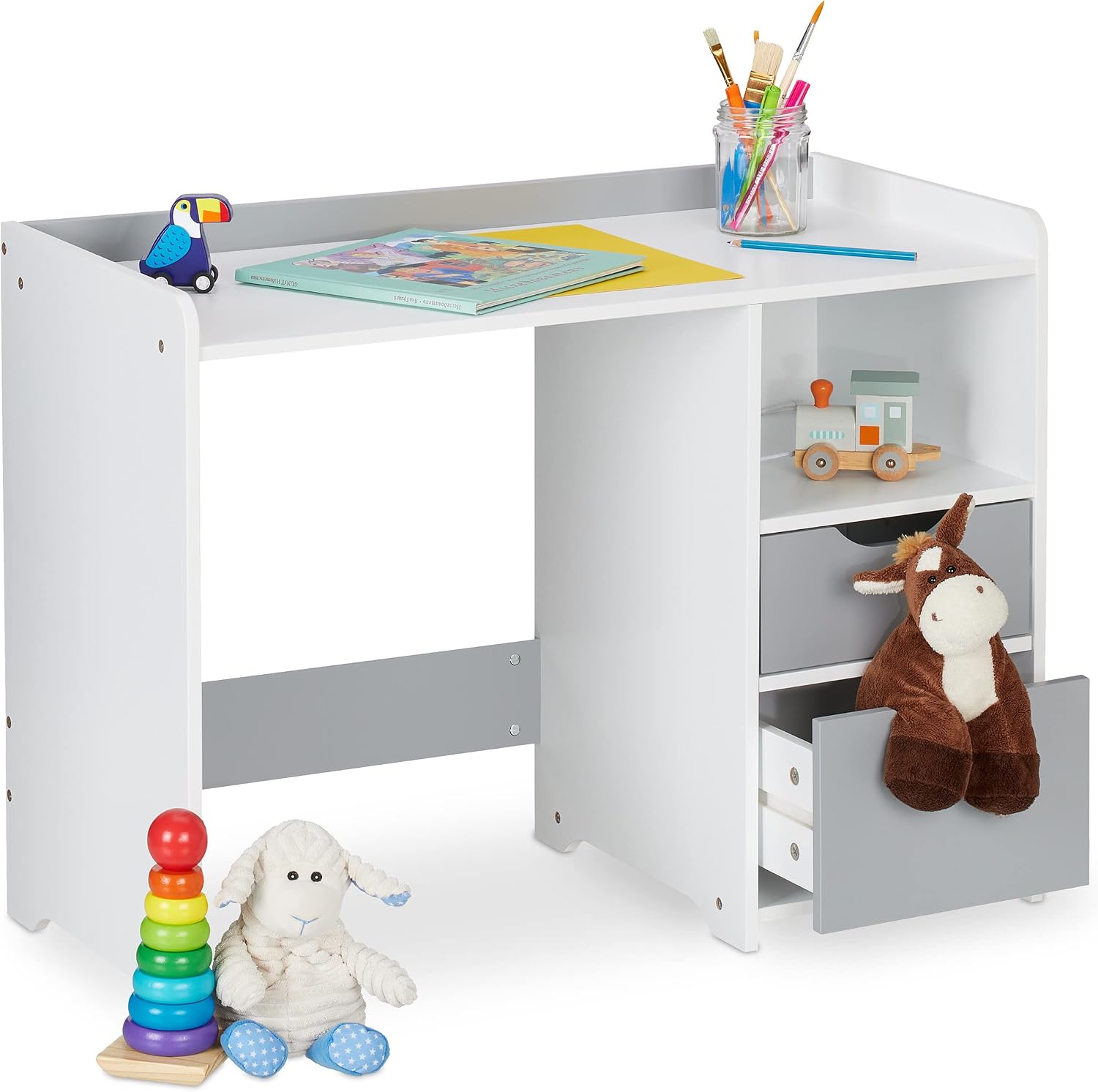 Relaxdays Escritorio Infantil con Cajonera