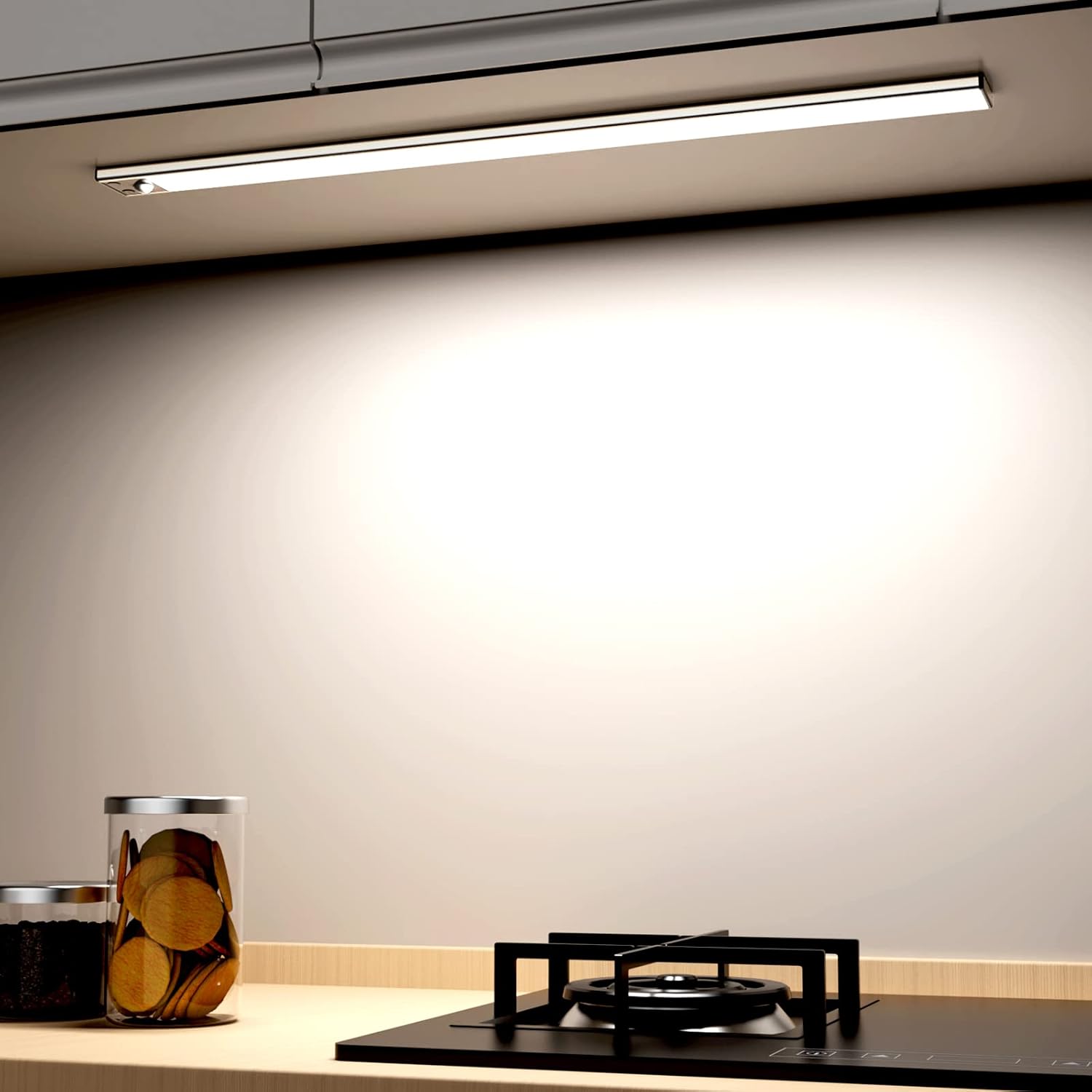 OUILA Luz de Armario con Sensor Movimiento 6500K Recargable Luz Nocturna 41CM Regulable Lámpara LED Adhesiva