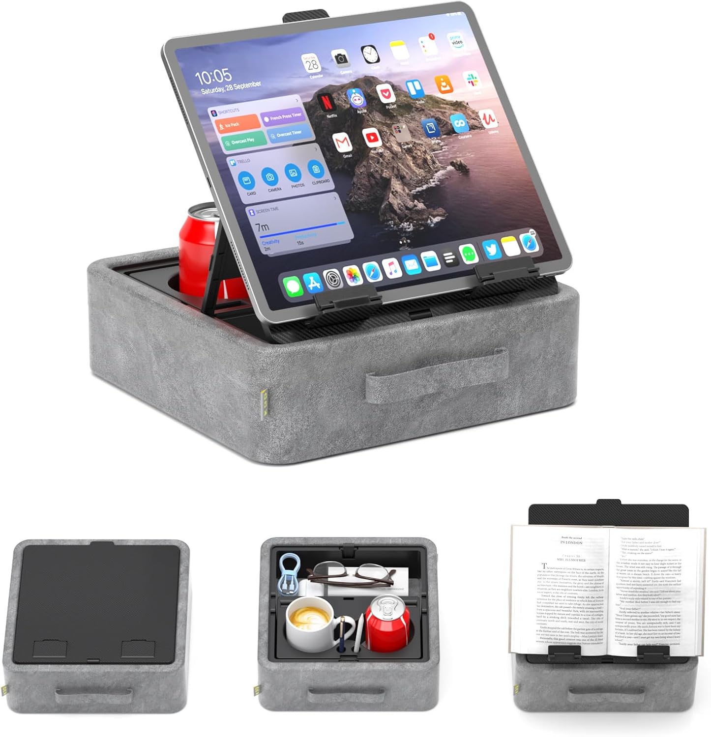 KDD Soporte de Almohada para Tablet 5 en 1 con Almacenamiento