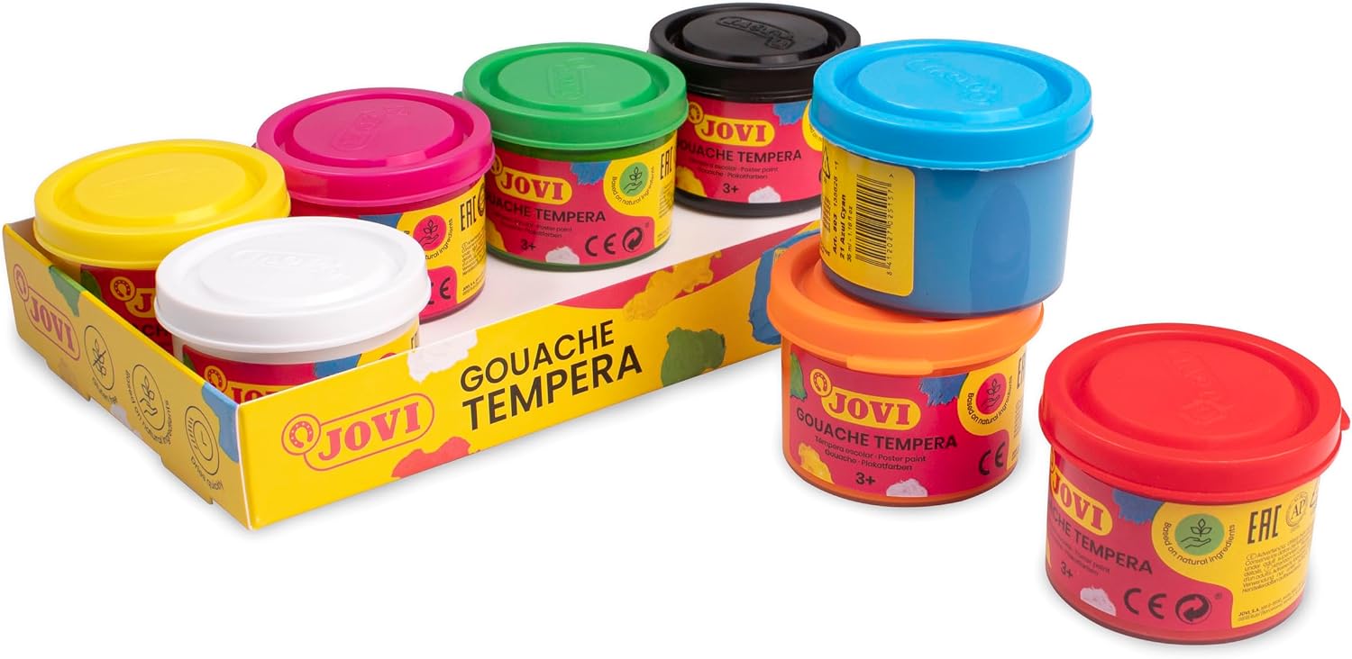 Jovi - Témpera líquida, 8 botes de temperas de 35ml, colores primarios