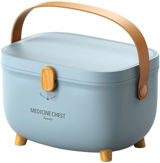 Severnier Caja para medicina 2 niveles con mango portátil (Azul)