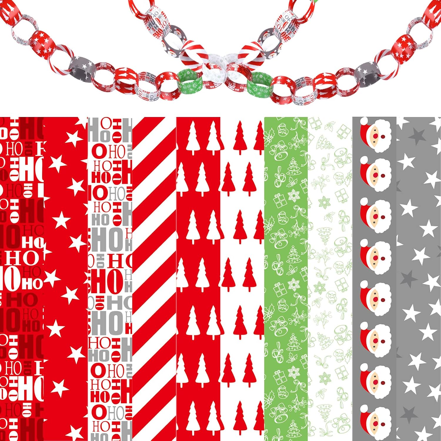 MIAHART 300 cadenas de papel navideñas para decoración de fiestas festivas