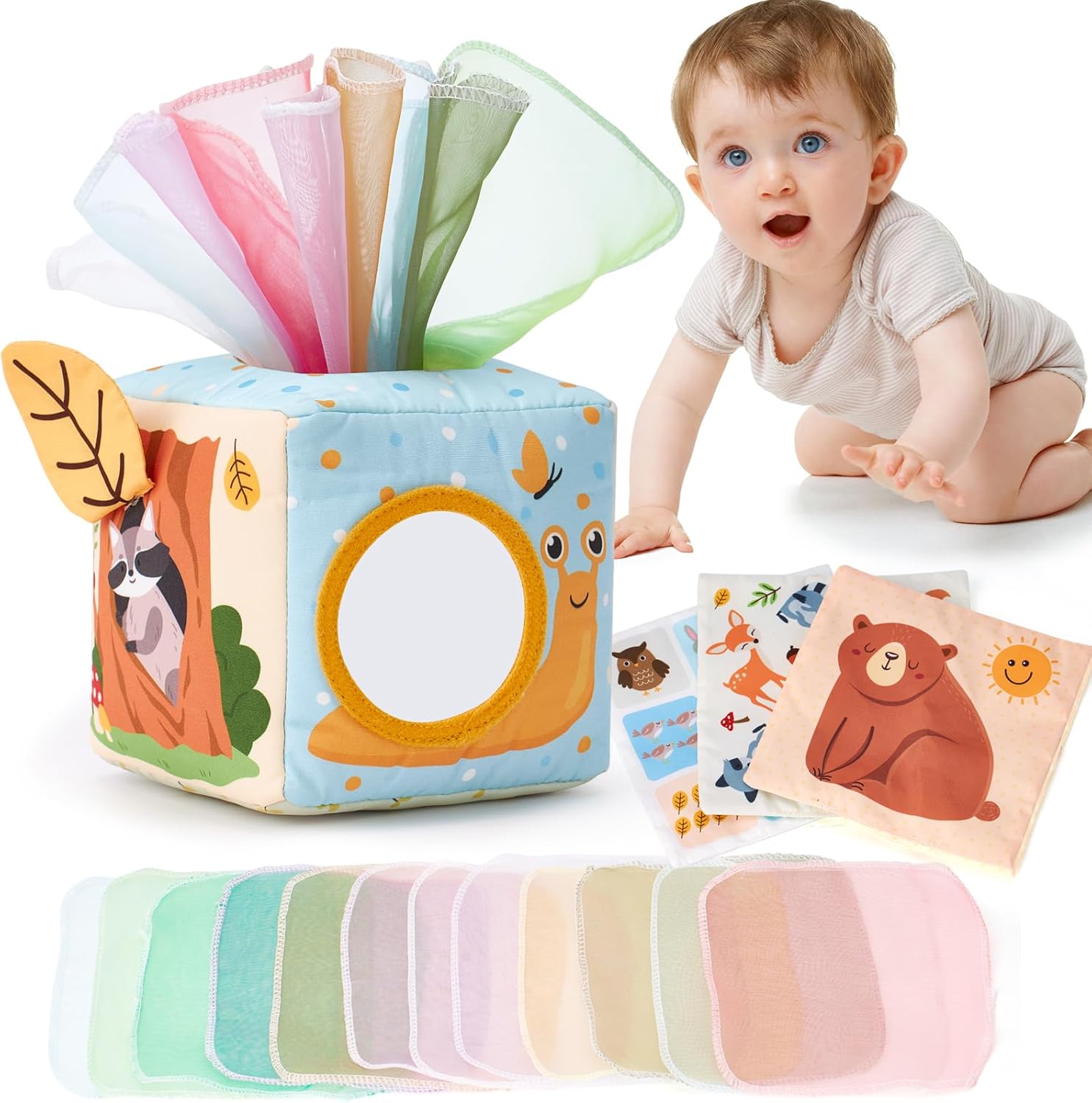 hahaland Caja Pañuelos Bebe Montessori 6-12 Meses