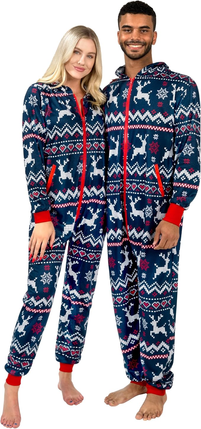 Giggling Getup Pijamas de Navidad con capucha para adultos