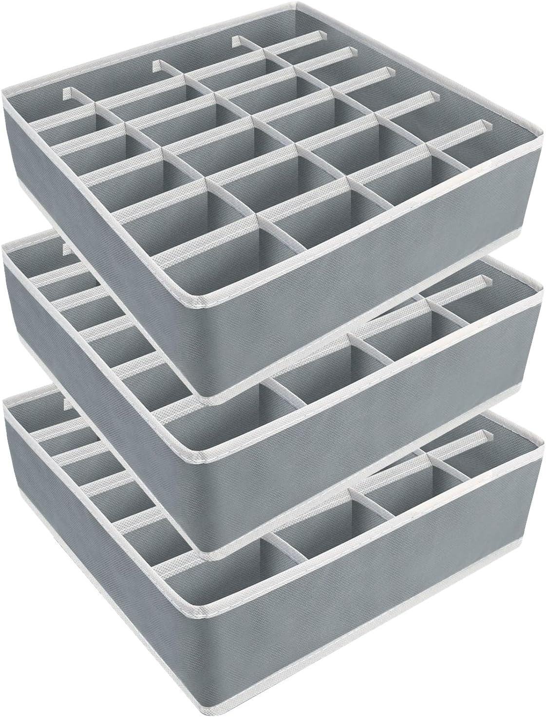 Yucch Juego de 3 Organizadores para Cajones, Organizador de Ropa Interior de 24 Celdas Plegable