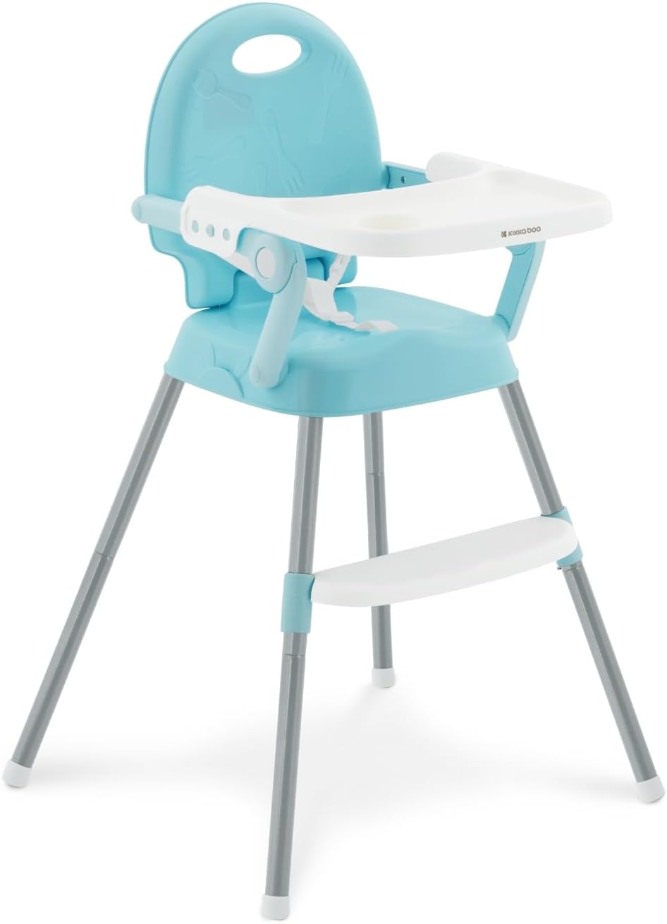 KikkaBoo SPOONY Trona Bebé 3 en 1, Silla Alta hasta 36 Meses, Trona Evolutiva, Asiento Elevador, Silla Baja, Plegable, Bandeja Extraíble, Azul