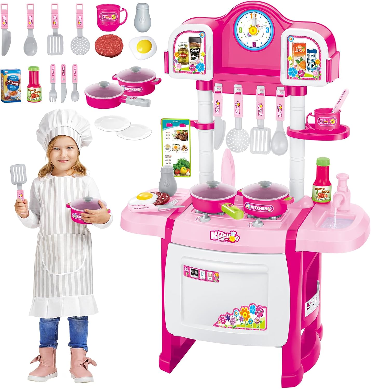 deAO Cocinita Mi Pequeño Chef con Características de Sonidos y Agua