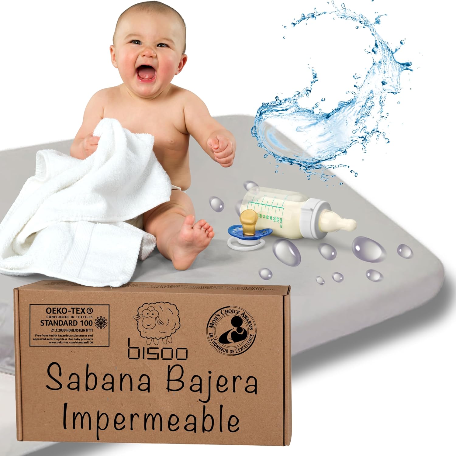 Bisoo Sabana Magica Cuna 70x140 - Bajera Infantil Impermeable y Transpirable