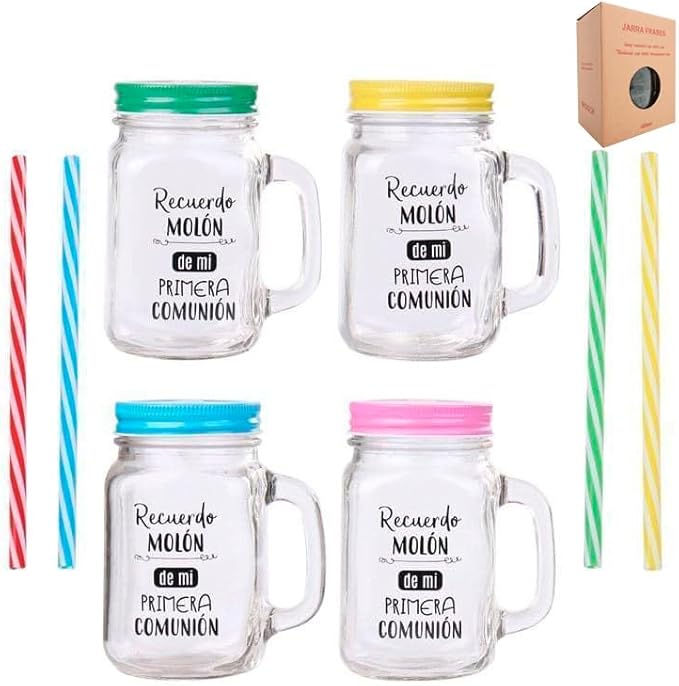 Lote de 20 Jarras Cristal Con Caña "RECUERDO MOLÓN" SURTIDO EN COLORES