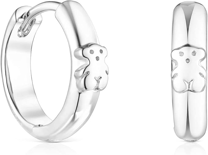 TOUS Pendientes de Aro de Plata de Primera Ley para Mujer Criolla 3mm - Motivo Oso Colección Basics