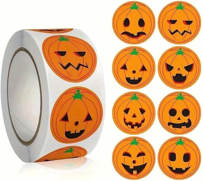 PLAYZOCO Pegatinas de calabaza para Niños, stickers de halloween emoji