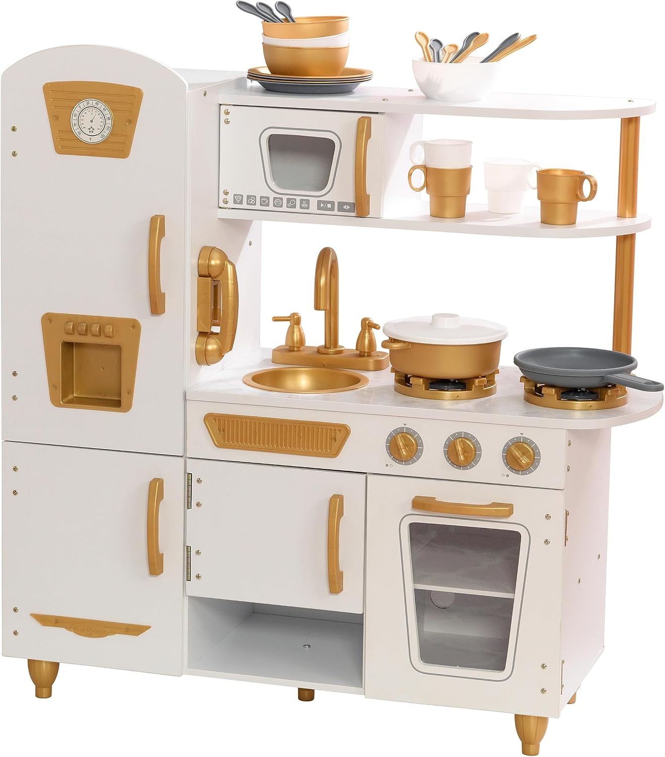KidKraft Cocina de Juguete Vintage Blanca para niños con Teléfono y Nevera Vintage