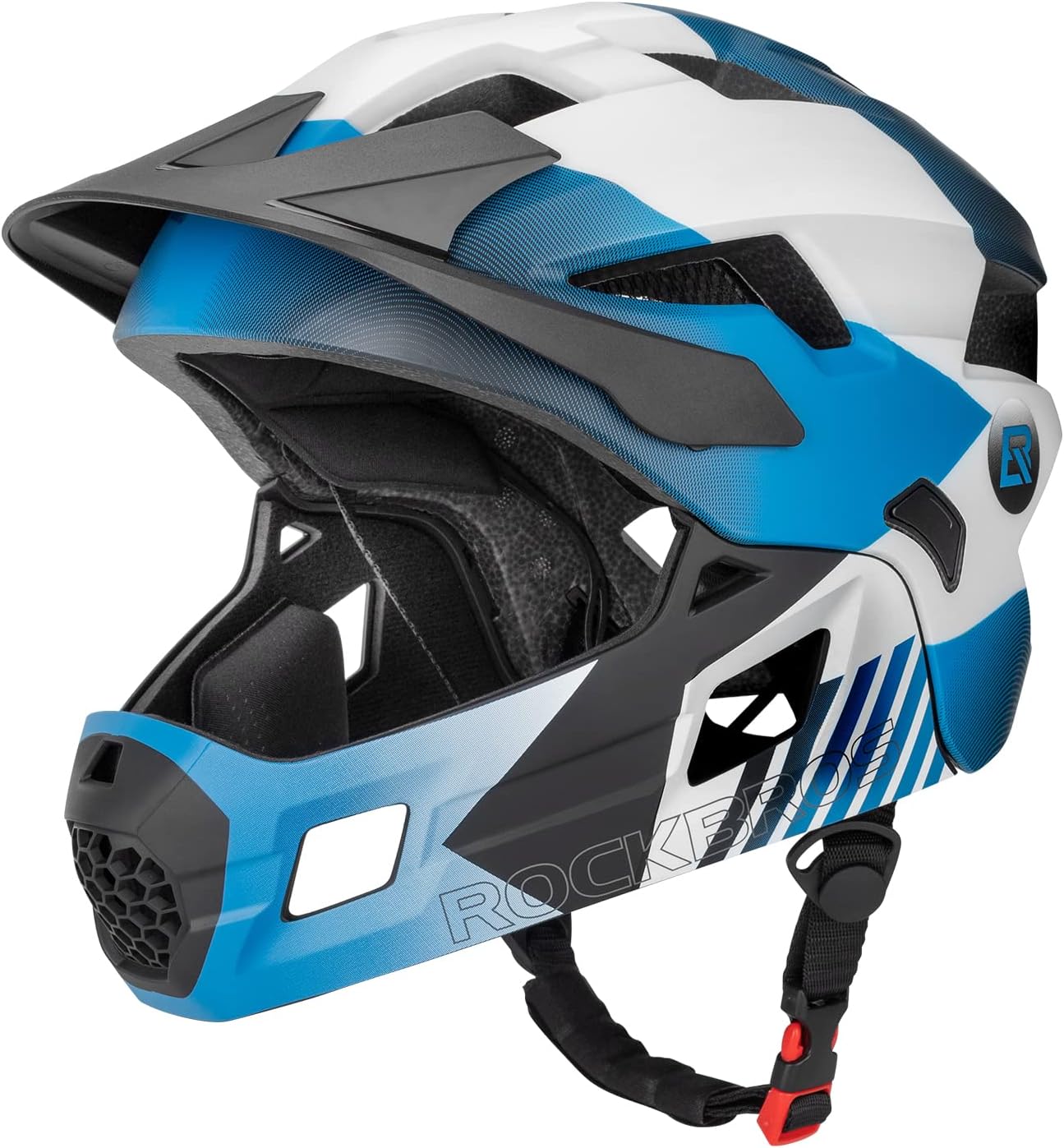 ROCKBROS Casco Integral Niños Mentonera Desmontable, Casco Ajustable Protección Cabeza para MTB BMX Ciclismo