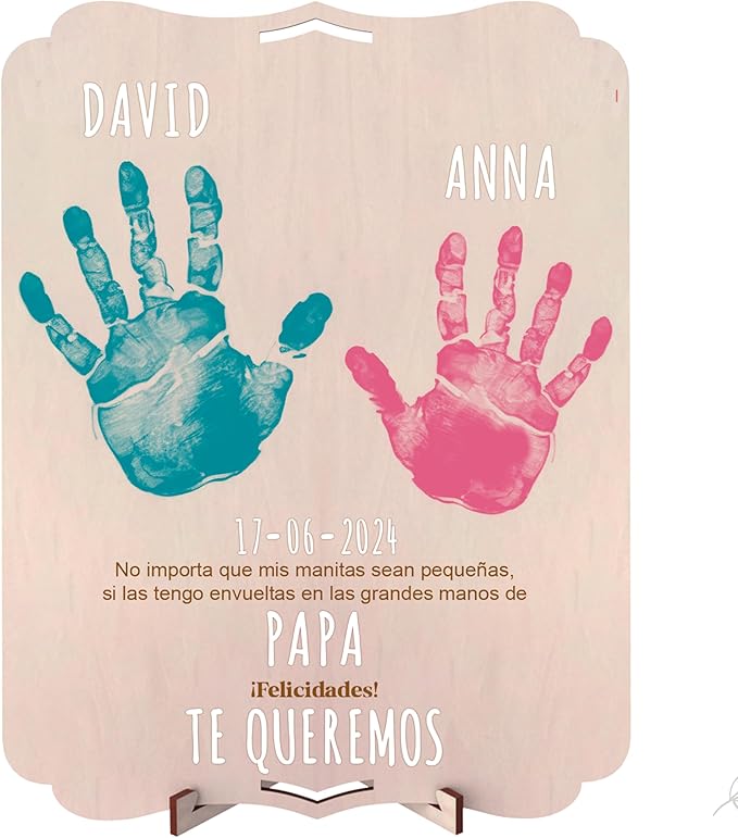 nagu® Marco personalizable con foto, marco de madera duradera para huella de bebé