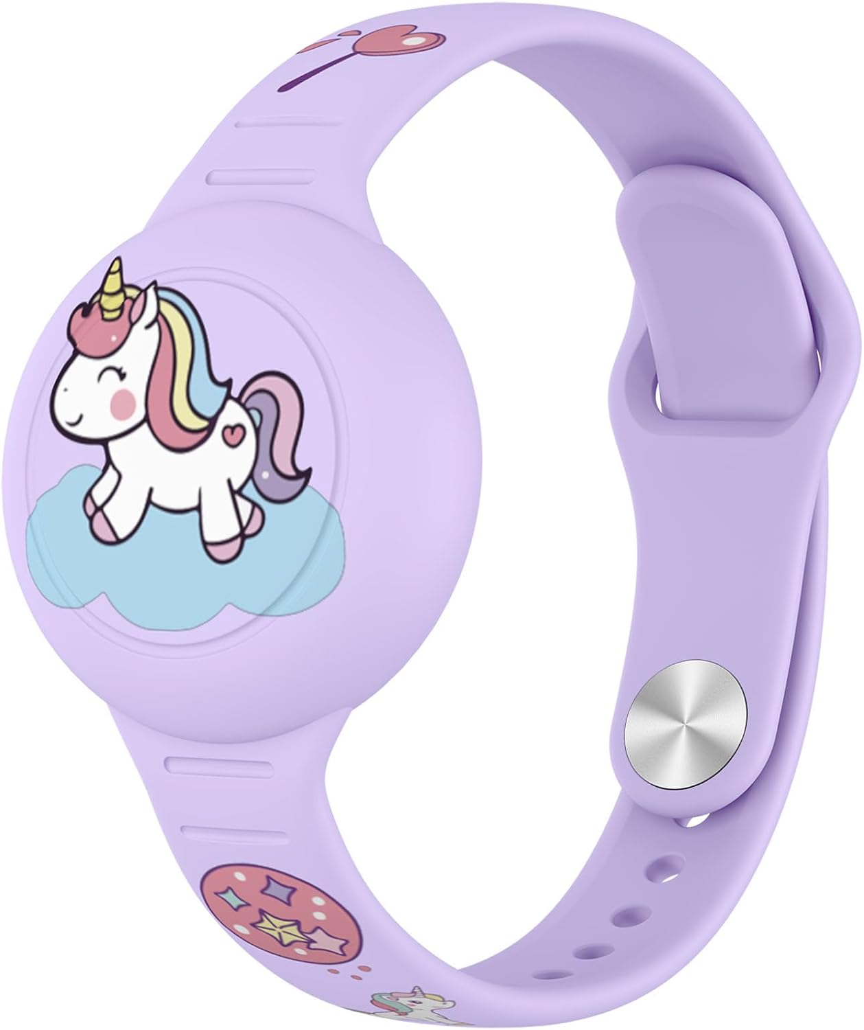 Meliya Pulsera para Airtag Impermeable niños, Funda de Correa de Silicona localizador GPS Pulsera para airtag niño Anti-arañazos (Unicornio)