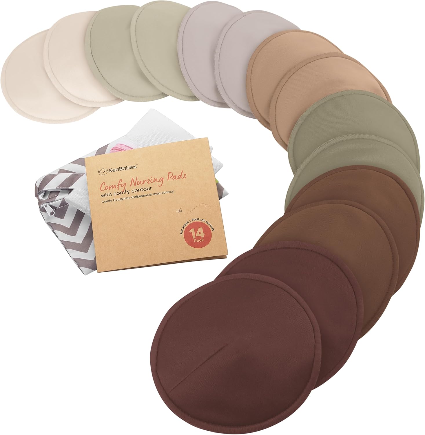 Almohadillas de lactancia orgánicas KeaBabies - 14 almohadillas lavables de viscosa derivada de bambú