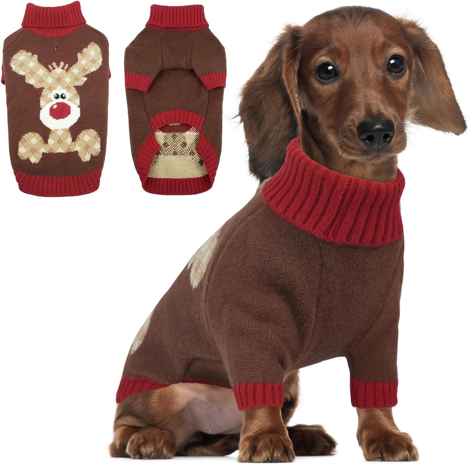 Hjumarayan Jersey Navidad Perro - Diseño con Reno Sueter Perro Ropa Cálido con Apertura para Correa