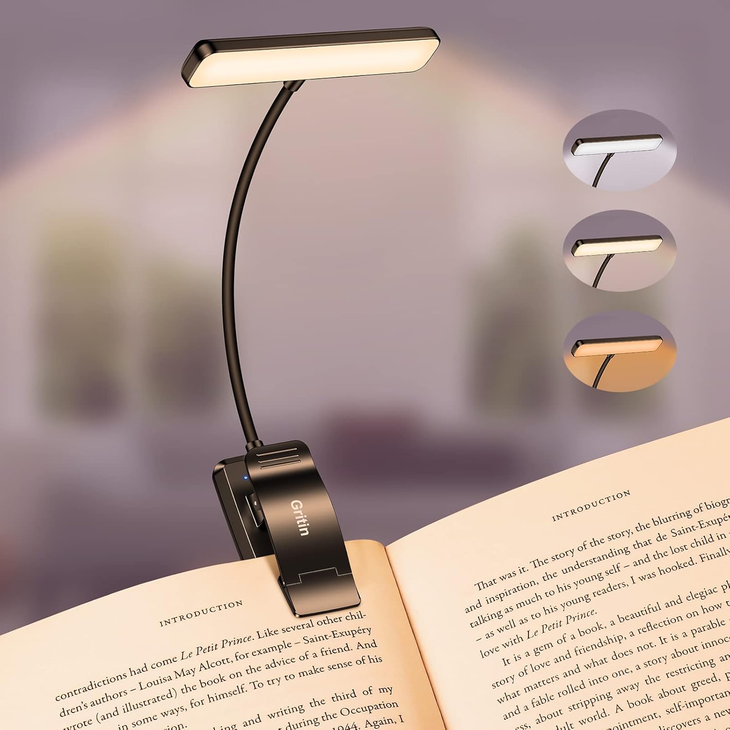 Gritin 19 LED Luz de Lectura USB Recargable