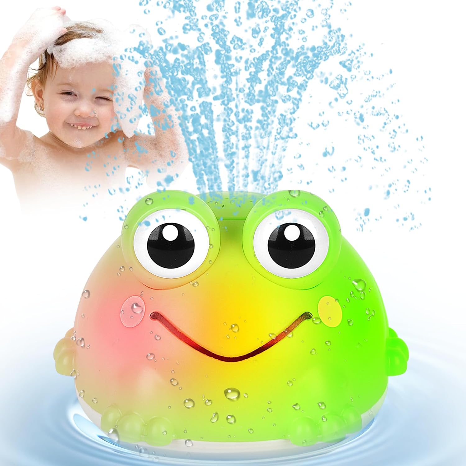 Withosent Juguetes Baño Bebe, Rana LED Juguetes Bañera Niños