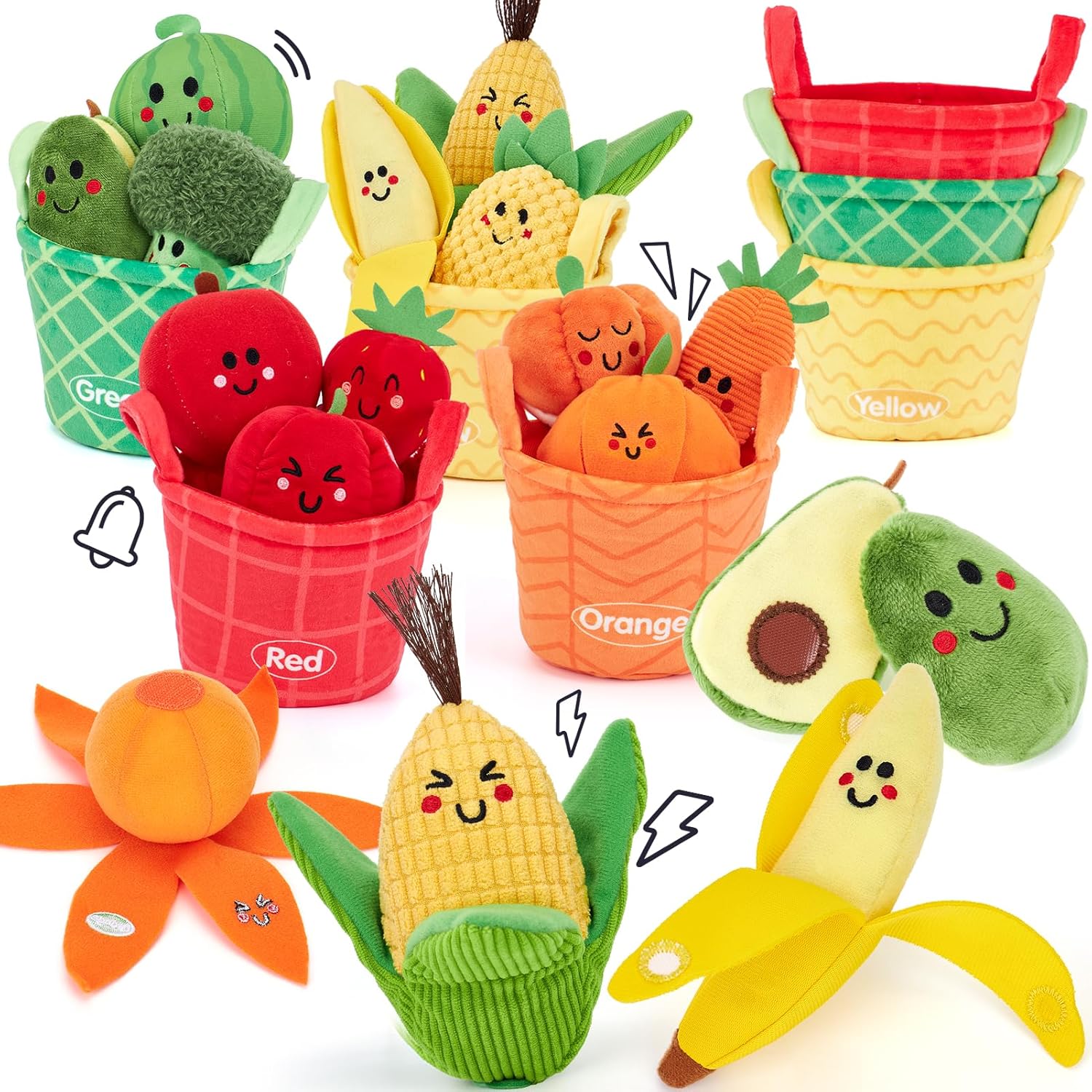 hahaland Juguetes Bebes 6-12 Meses, Frutas y Verduras Peluche Blandito