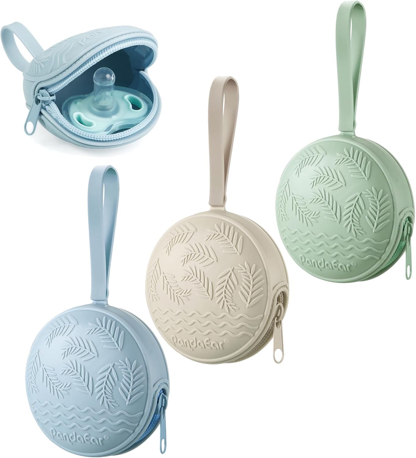 PandaEar Estuche Portachupetes de Silicona, Paquete de 3