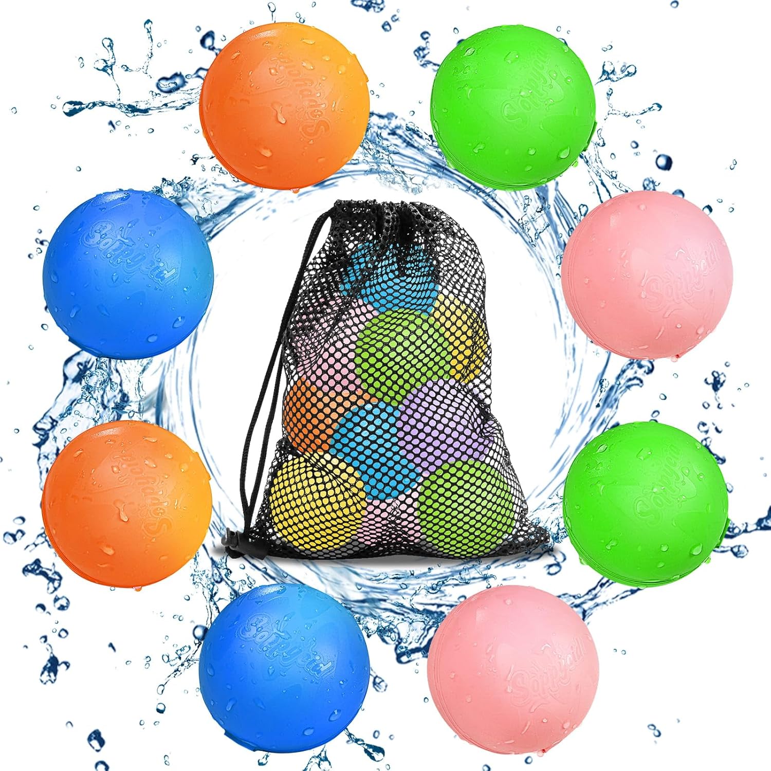 Globos de Agua Reutilizables 8 Piezas Bolas de Agua Recargables Autosellante