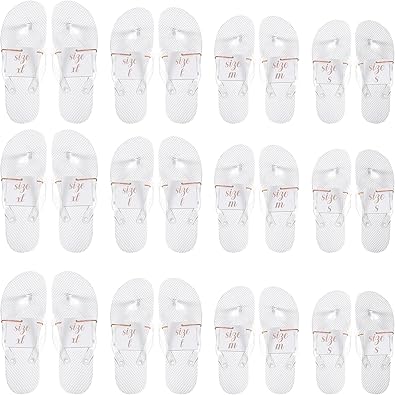 Hestya 24 Pares Chanclas para Invitados Sandalias de Boda Pantuflas Blancas para Recepción Playa Piscina Fiesta, 4 Tamaños