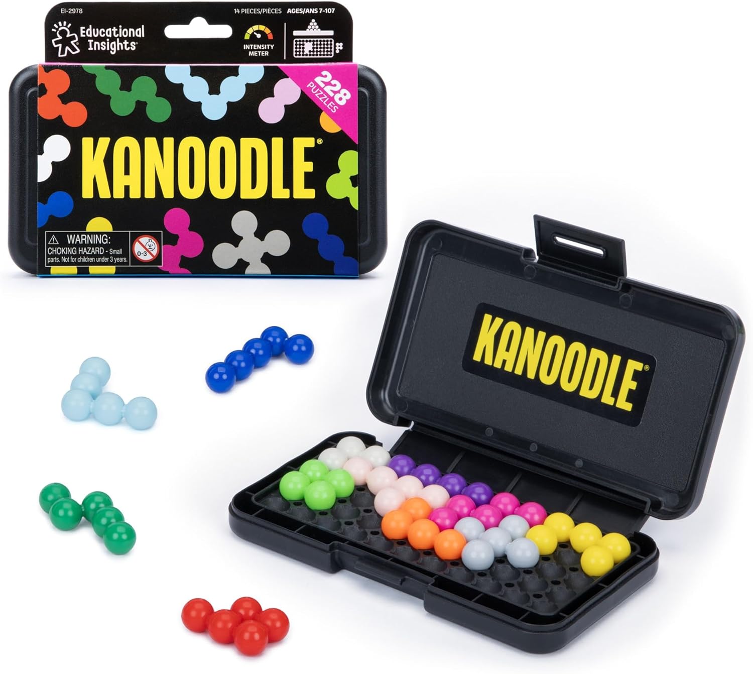 Learning Resources Kanoodle rompecabezas 3D y 2D, juego lógico portátil con 227 desafíos, 228 piezas, para niños y adultos, edades 7-11