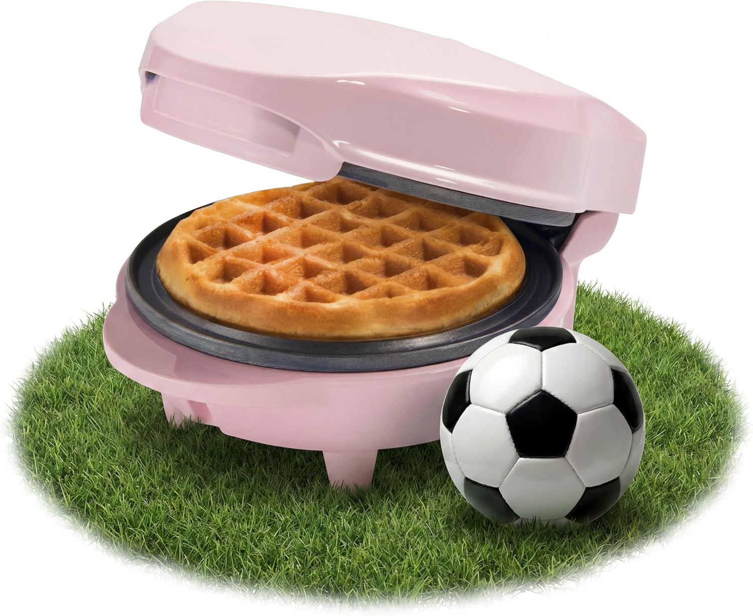 Bestron Mini gofrera, Gofrera para gofres pequeños con antiadherente, diseño retro, 550 W, color Rosa