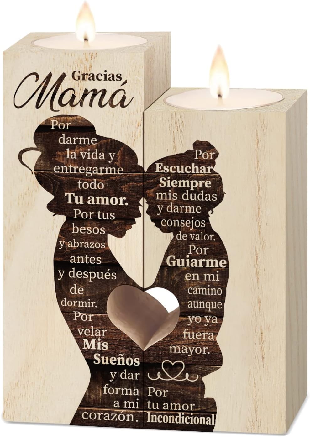 Portavelas de Madera - Regalo para Madre