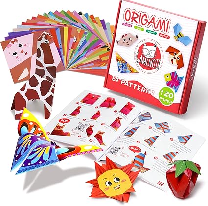 Gamenote Papel Origami, 120 hojas de Origami infantil doble cara con 54 diseños diferentes