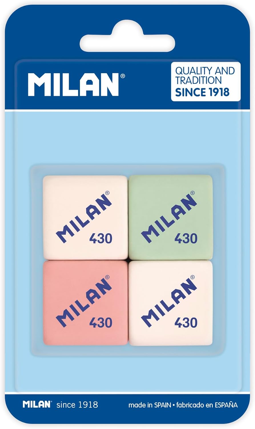 Goma de borrar milan 430 blister, 4 Unidades
