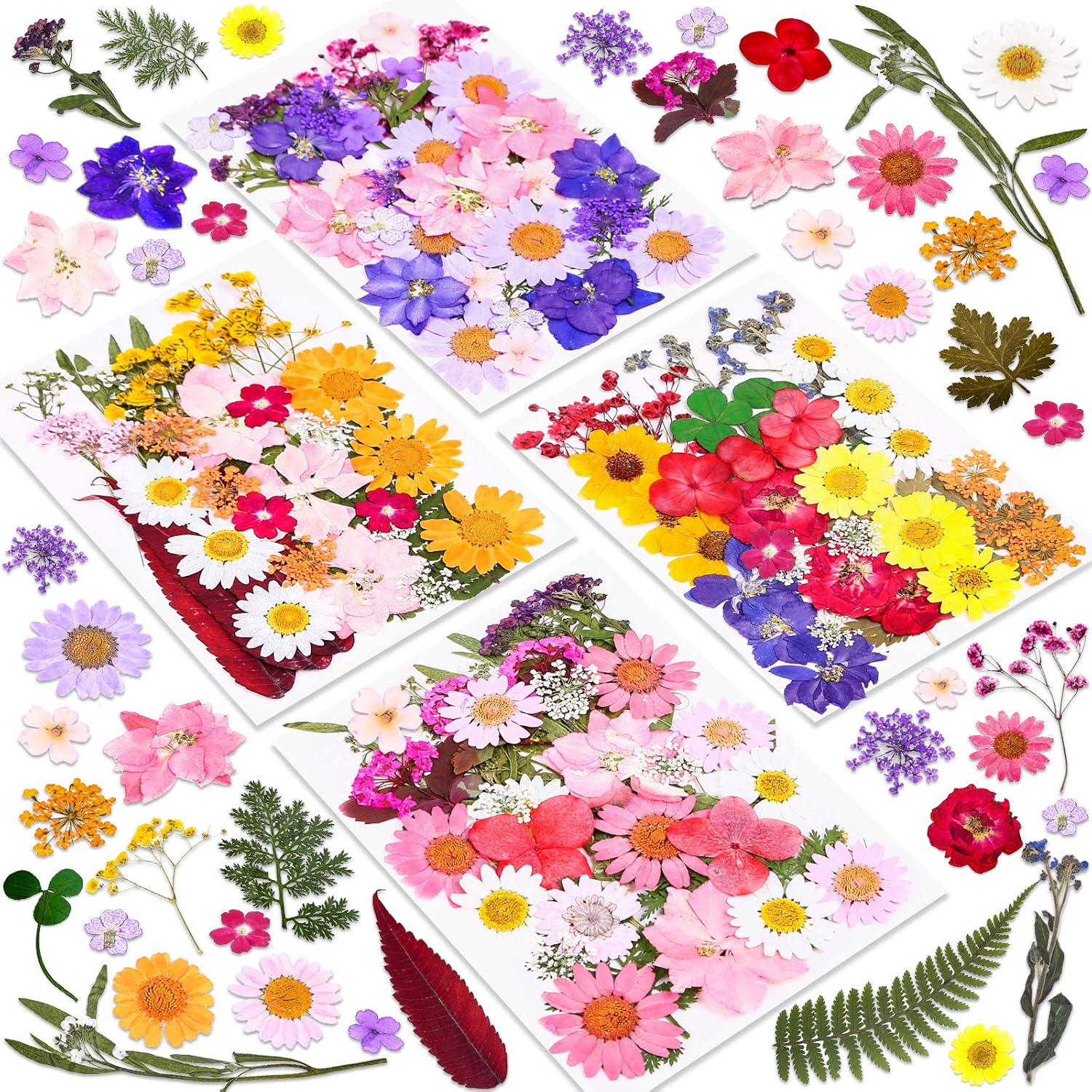 140 piezas de flores secas para resina, flores prensadas, hojas secas a granel, kit de hierbas naturales para álbumes de recortes, manualidades, joyas de resina epoxi, velas, jabón, decoración de uñas
