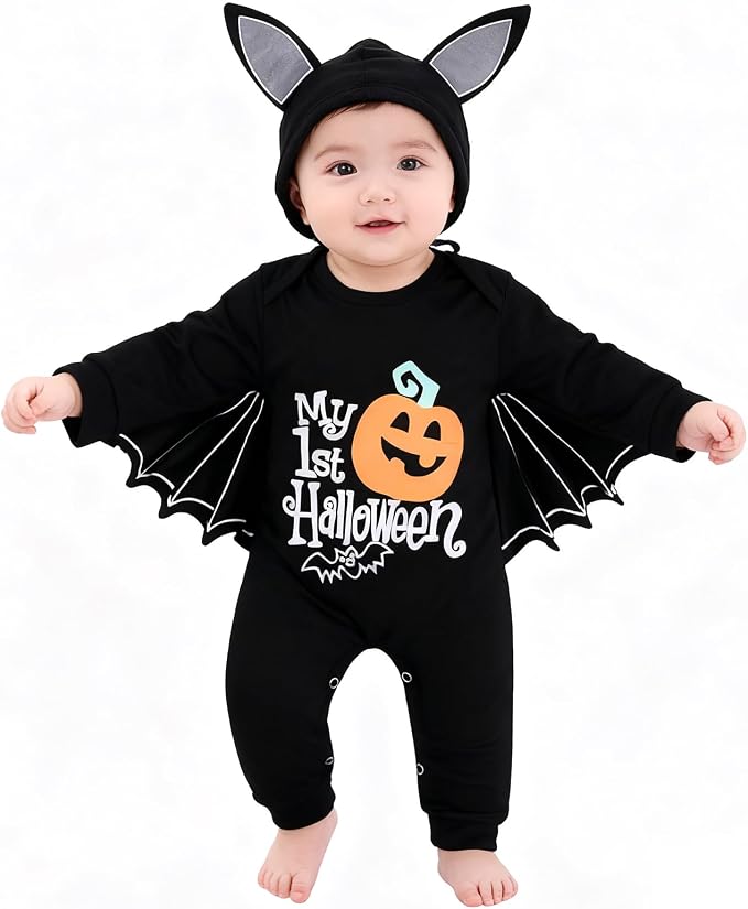 FUTERLY Disfraz Halloween Bebe Murciélago con Sombrero 0-18 Meses